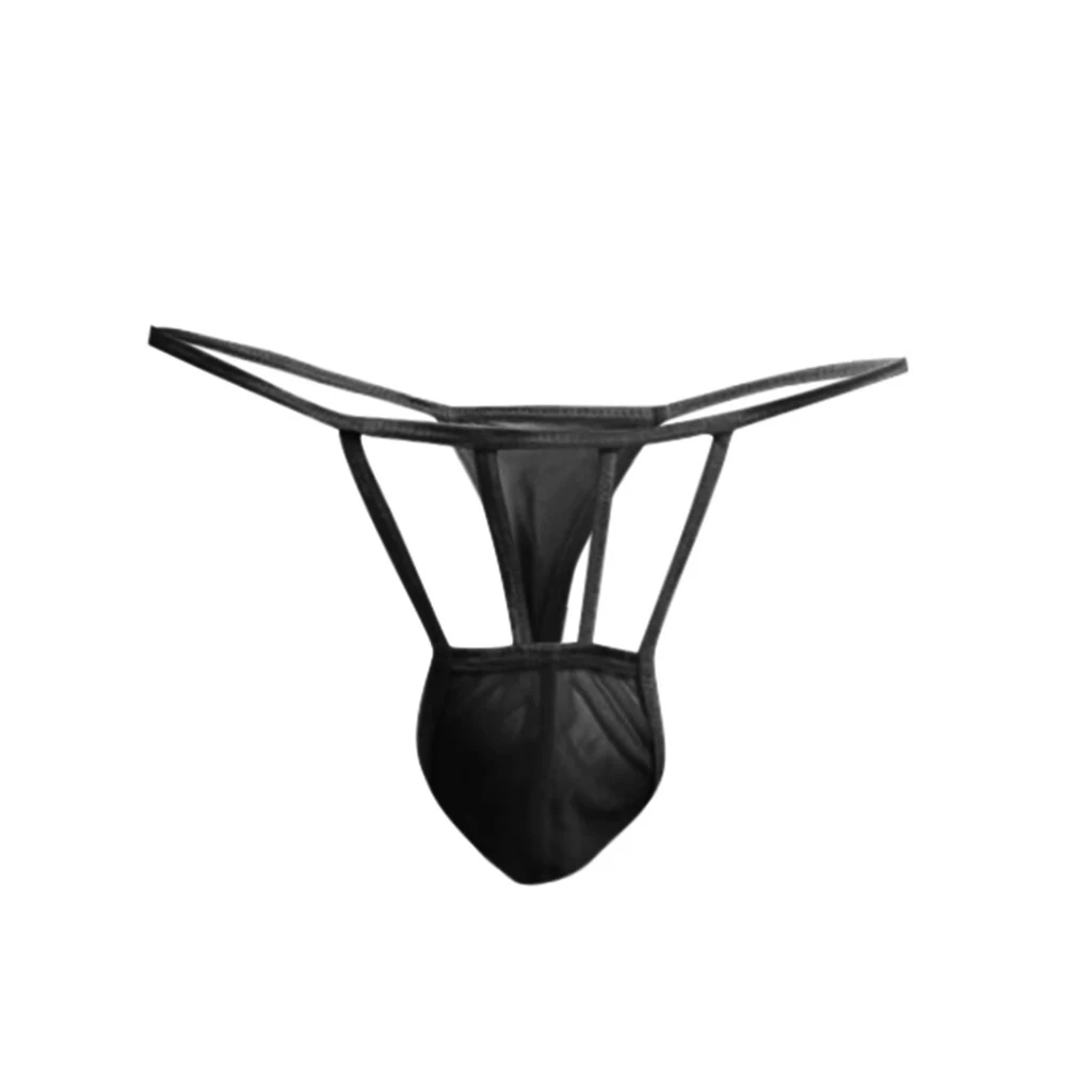 Мужские трусы бикини с заниженной талией черные однотонные танга стринги нижнее
