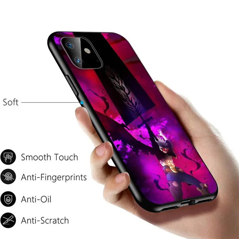 

Anime Black Clover For Apple iPhone 12 11 Pro Max mini XS Max XR X 8 7 6 6S Plus 5S SE 2020 Soft Black Phone Case