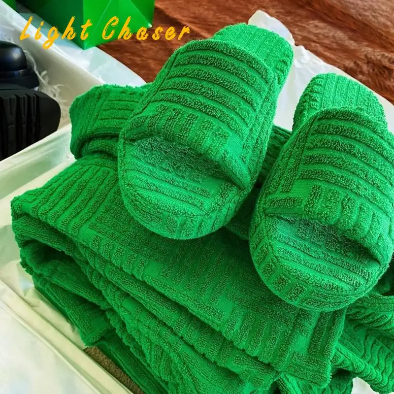 Fashionable Plush Indoor Slippers Women Fall/winter 2021 New Plus Size Green Thick-soled Outer Wear  Thick-soled Women's Slipper