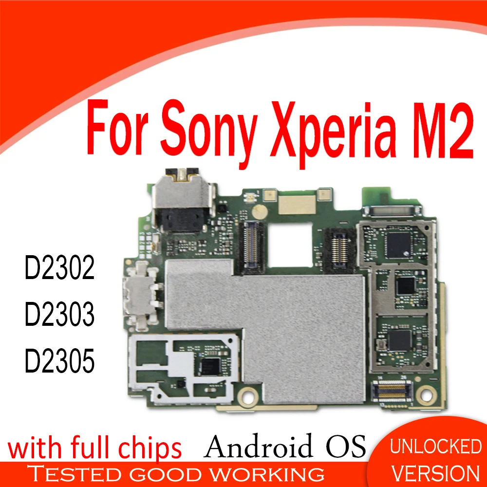 Unlocked for Sony Xperia M2 D2302 D2303 D2305 motherboard with chips Android updated mainboard logic board | Мобильные телефоны и