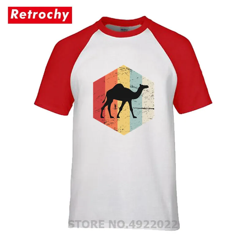 Мужская футболка в стиле ретро 70-х верблюд облегающая с принтом животных и