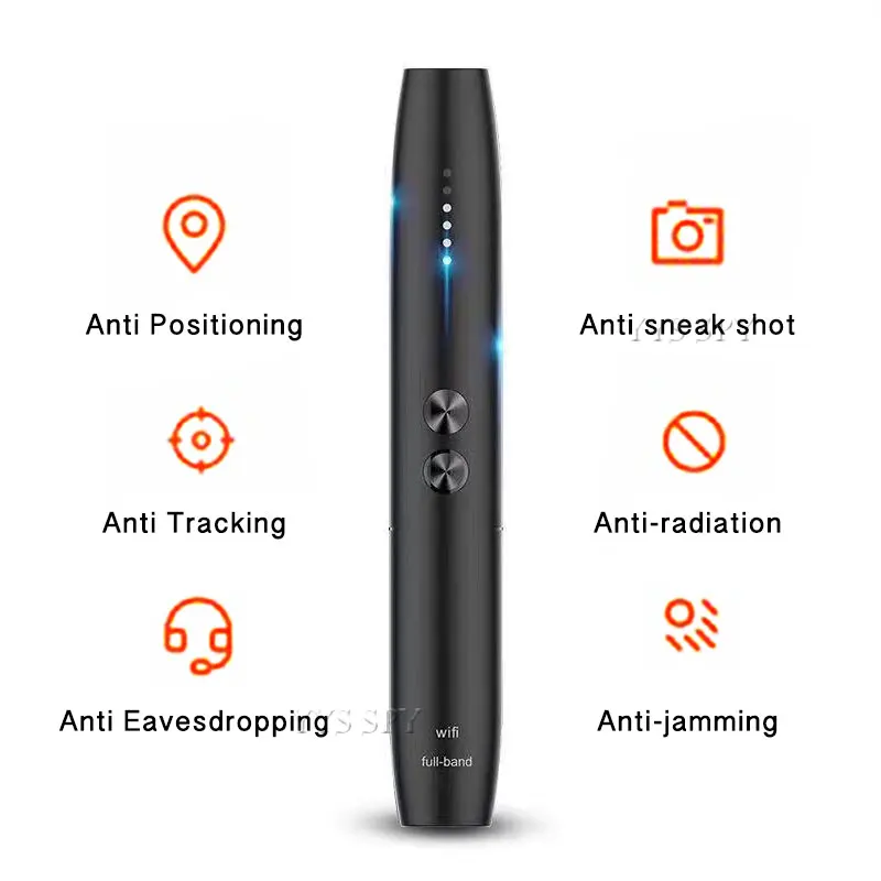 

Anti Spy Camera Detector Pen Wireless RF Signal Eavesdropping Pinhole Hidden Cam Audio Bug GSM GPS Wiretapping Device Scanner
