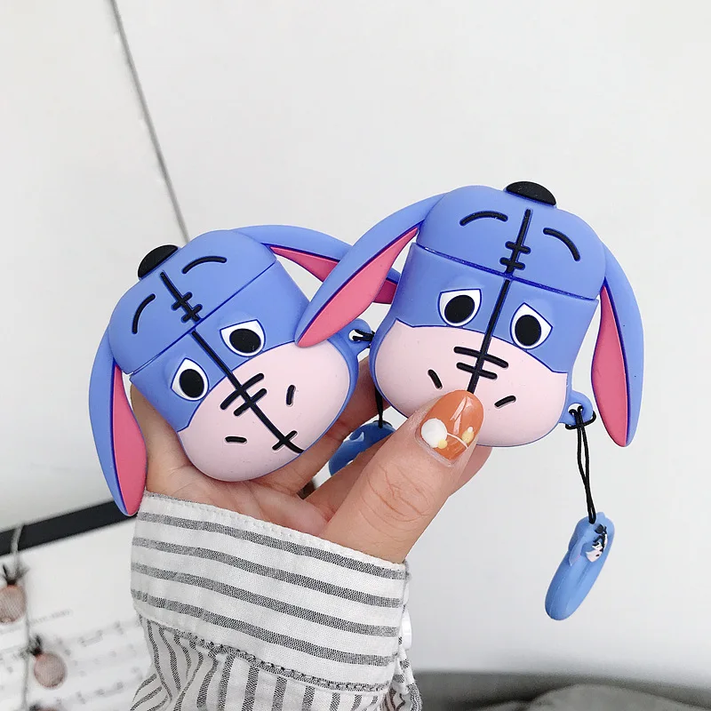 3D Eeyore чехол для AirPods милый мультяшный силиконовый Bluetooth защитный наушников Airpods 2 с