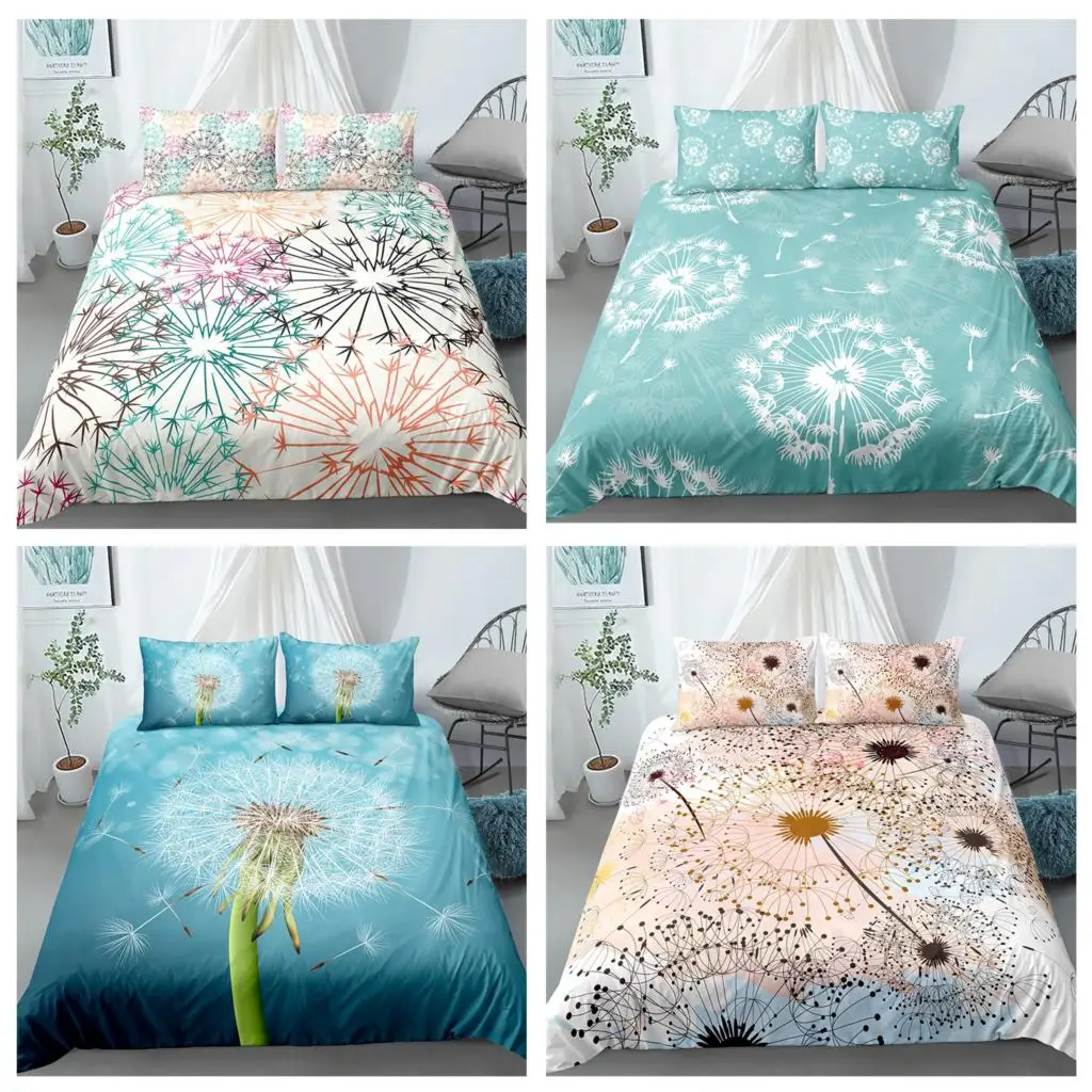 

Модный комплект постельного белья с 3d-изображением одуванчика и цветов, украшение для дома, пододеяльник, наволочка, постельное белье, разм...