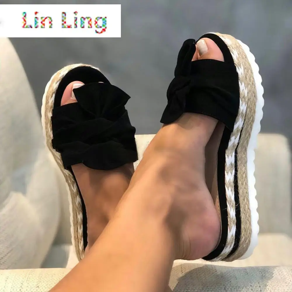 

Women Sandals Platform Sandals Shoes Women Bow 2020 Summer Sandals Slipper Indoor Outdoor Flip-flops Beach Shoes Female Slippers