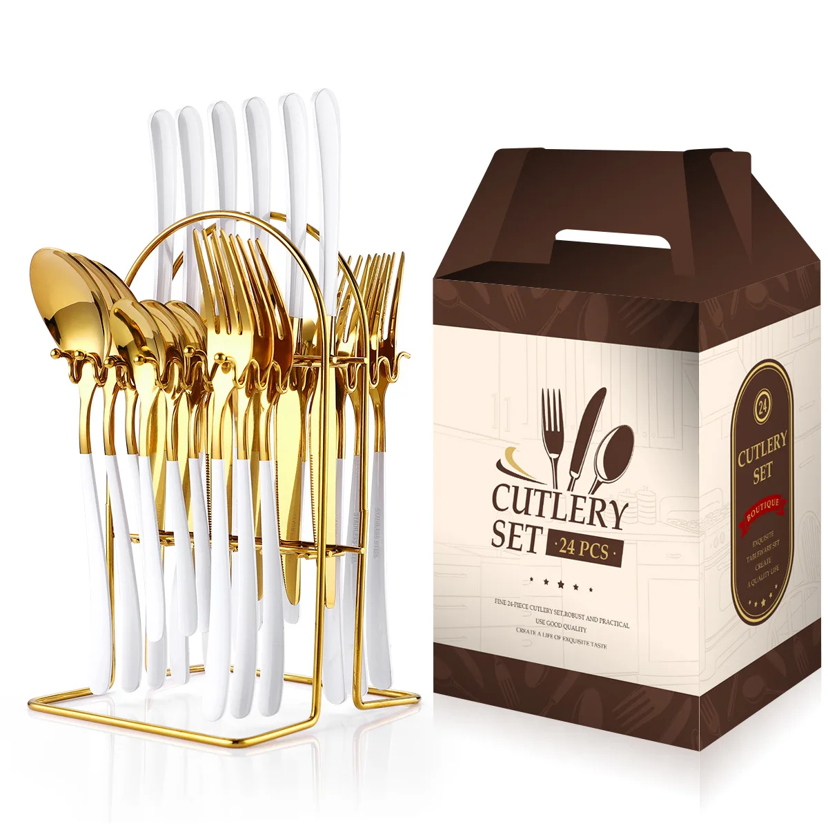 

Luxury Tableware Set Stainless Steel Knife Fork Spoon Set Dinnerware Gold Zero Waste Table Cutlery Kitchen Device Sets Gift