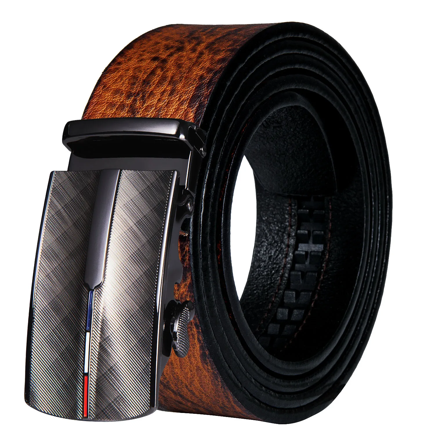 

Brand Genuine Leather Alloy Automatic Buckle Belts For Men Fashion Luxury Orange Cowskin Leather Men Strap DiBanGu