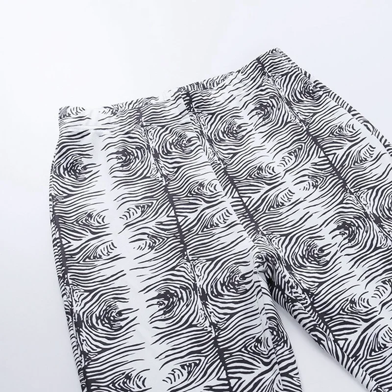 

Women's High Waist Boots Pants Printed Street Fashion Trendy Boots Pants Casual Pants White