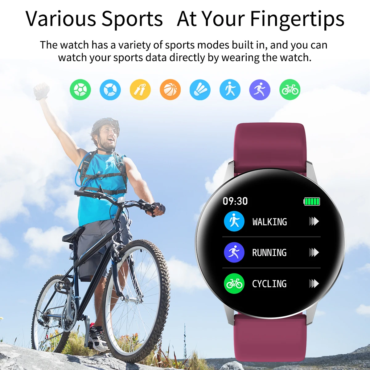 

New Full Touch Screen Smart watch men women Fashion sleep calories Waterproof sport fitness smartwatch for IOS and Android