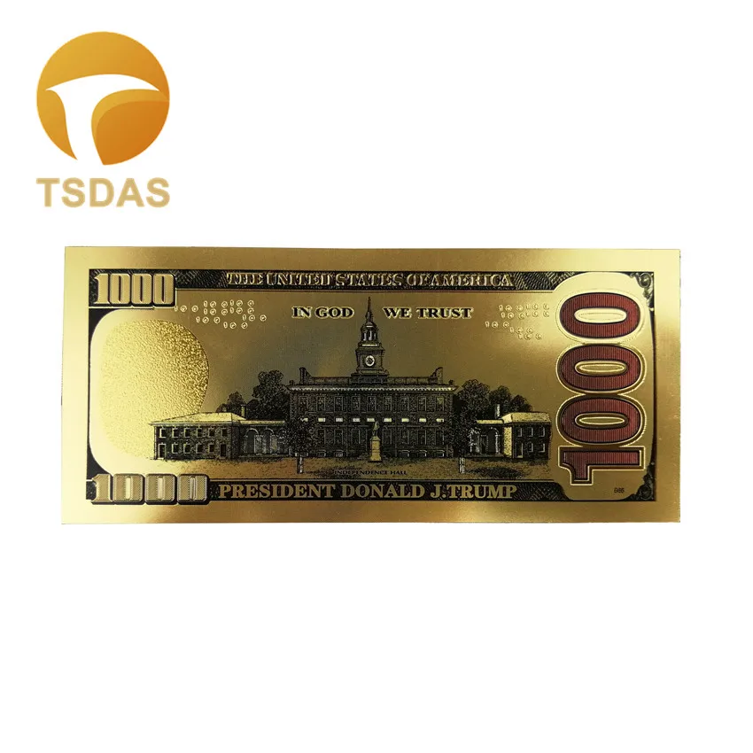 10Pcs/Lot Colorful USA Trump Banknotes 1000 Dollar Gold Banknote in 24K Plated For Gifts | Дом и сад