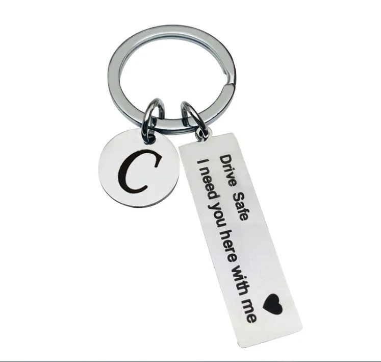 

26 Letters Fashion Stainless Steel Simple Alphabet Keyring Initial Letter Key Ring Chain Unisex Keychain Charm Gift High Quality