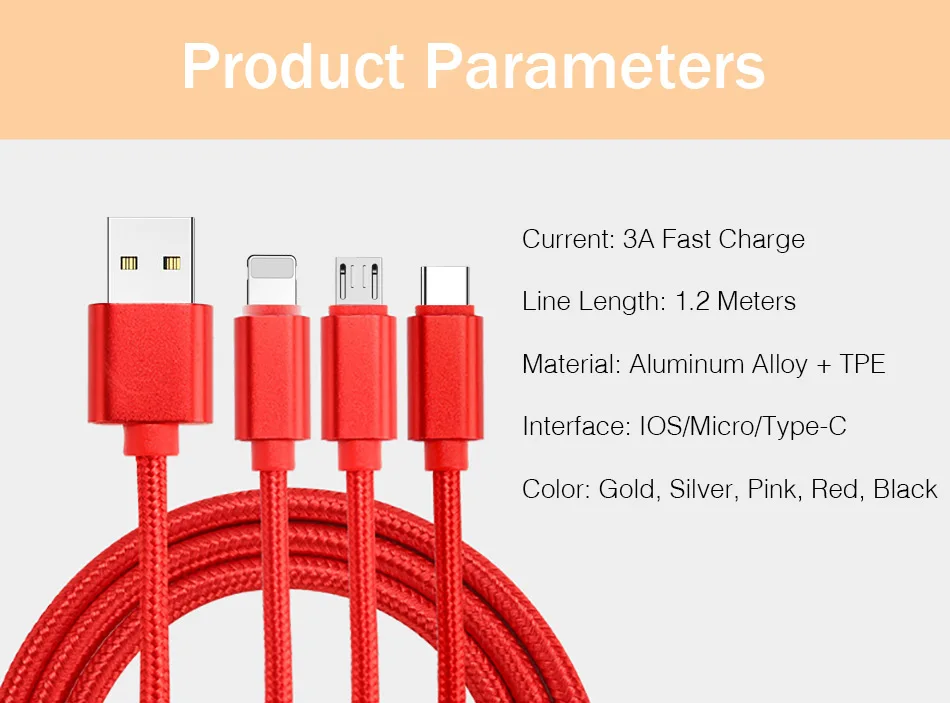3 в 1 USB кабель для iPhone X Быстрая зарядка микро кабель для samsung type C кабель синхронизации данных для huawei Xiaomi телефон зарядное устройство Шнур