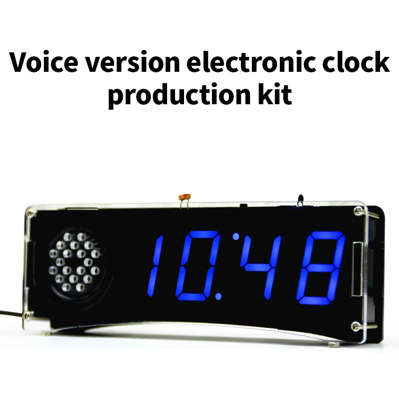 DIY Digital Clock Kit LED Microcontroller Time Lights Control Temperature English Voice Night Ligh Electronic Kits |