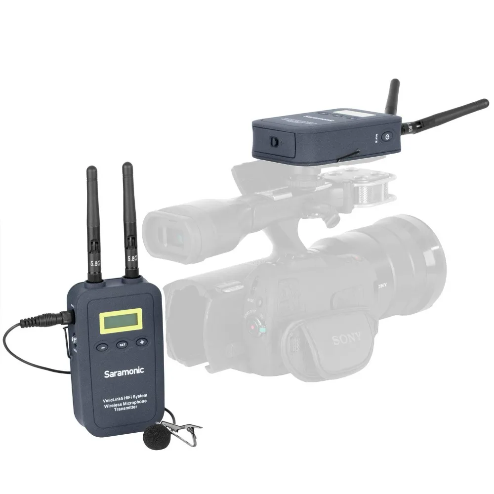 Saramonic Vmiclink5 Hi-Fi 5,8 ГГц 3-канальный блок питания с беспроводные ПЕТЛИЧНЫЕ микрофон Системы с передатчик и приемник для цифровых зеркальных камер и многое другое