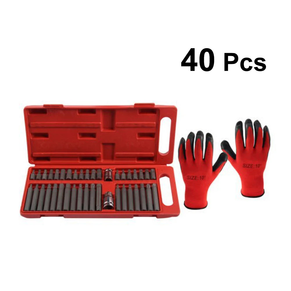 40 шт./компл. набор гнезд Набор инструментов с перчатками специальный дизайн