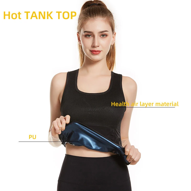 Women's Heat Trapping Shirt Sweat Vest Tee Short Sleeve Top Sauna Suit Workout Sauna Exercise Tank top Compression Waist Trainer