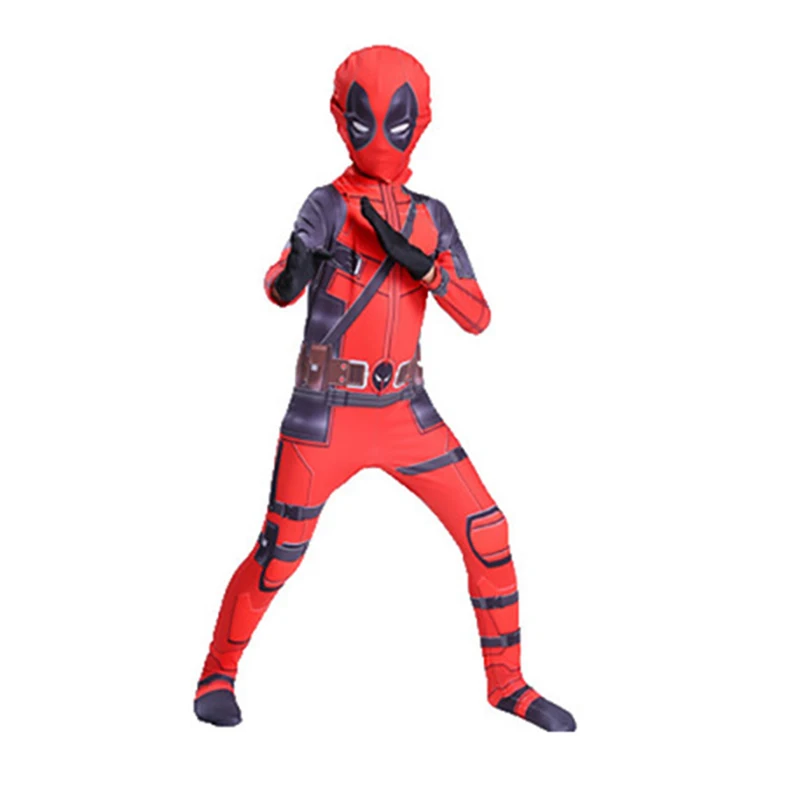 

Kids Costume Cosplay Superhero Deadpool Costumes suit Jumpsuit Red Bodysuit Halloween party Costume Party Gift For boy girls