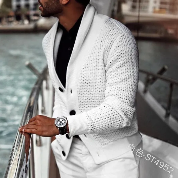 

Autumn Winter Men's Single-Breasted Sweater Large Size Casual Sweater Men Coat Cardigan Full Sleeve Button Solid Color