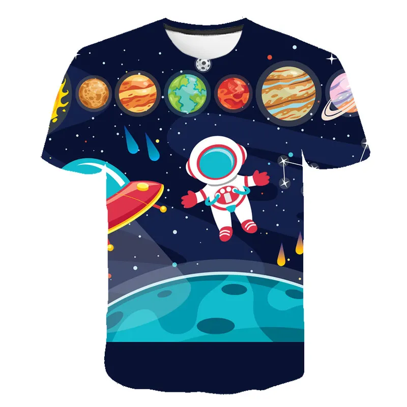 

Space Rocket Print Casual Harajuku Boys/Girls t-shirt Tops Unisex Children Clothing 4T-14T Fashion Cool Short-sleeved 3D Tshirt