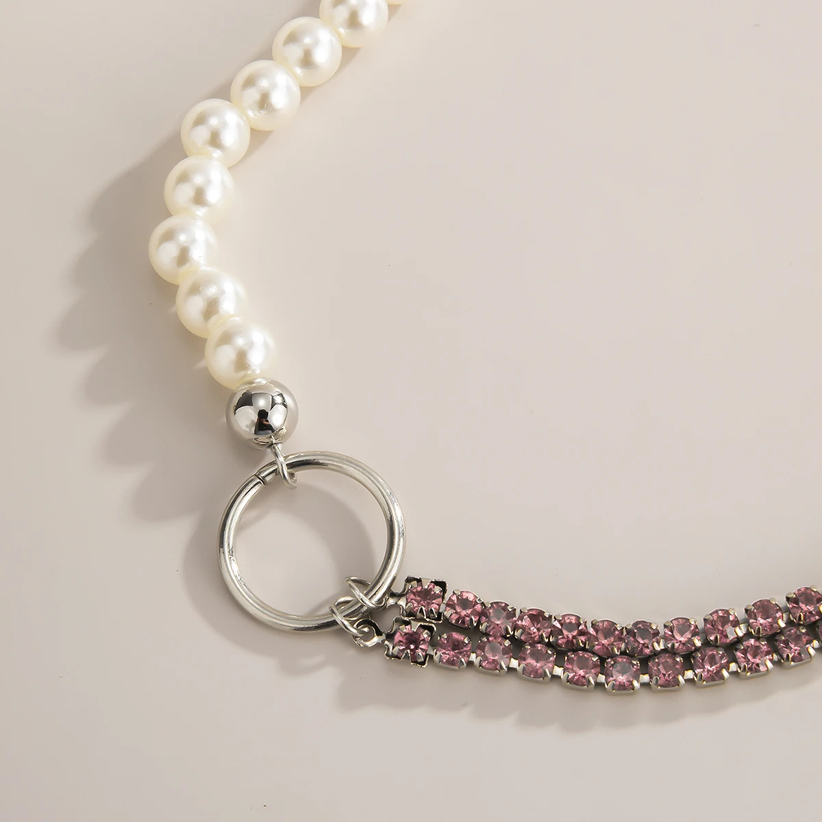 

IngeSight.Z Imitation Pearl Round Circle Choker Necklaces Luxury Shiny Rhinestone Crystal Short Collar Clavicle Necklace Jewelry