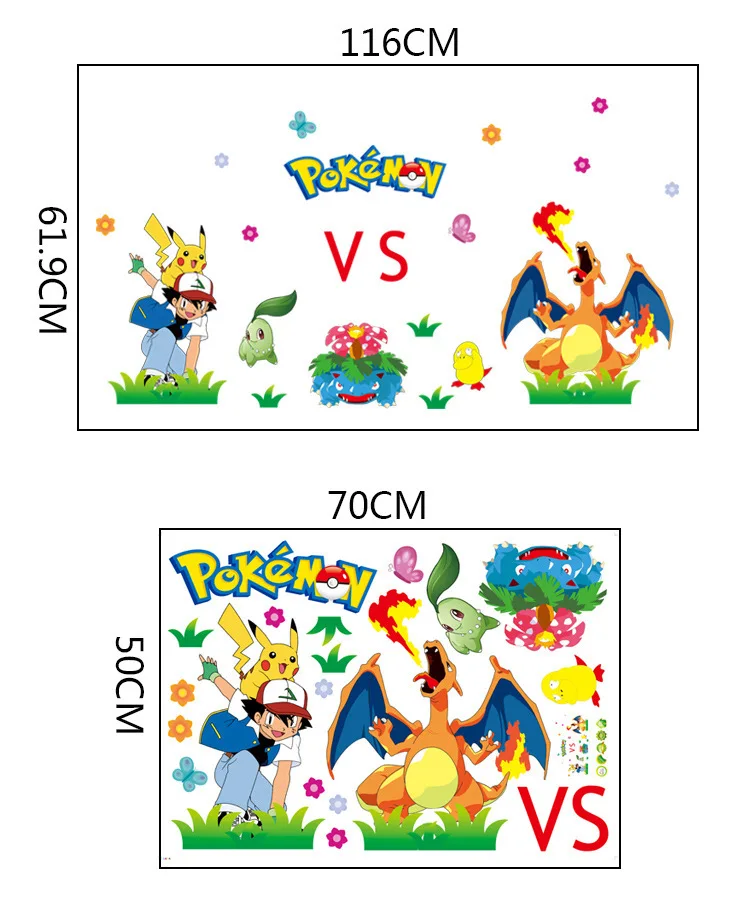 Pokemon 3D мультфильм горячие настенные наклейки креативные Postersmirror наклейки украшение комнаты