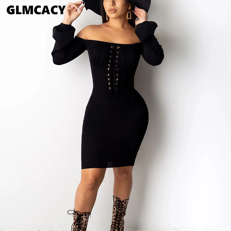 Женское платье с вырезом лодочкой и открытыми плечами женское сексуальное