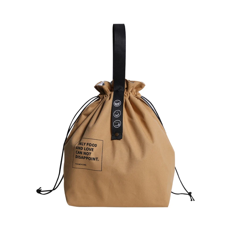 

1 Pc Fashion Drawstring Lunch Bag Insulation Lunch Bento Box Bag Simple Lunch Bag Waterproof Handbag Beam Mouth Tote Bag