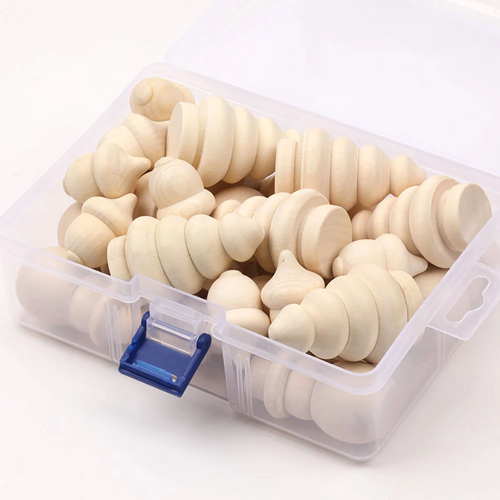26 Pcs / Set DIY Wooden Acorn Maple Wood Unpainted Family Doll Pine Cone Snowman Christmas Tree Box | Дом и сад