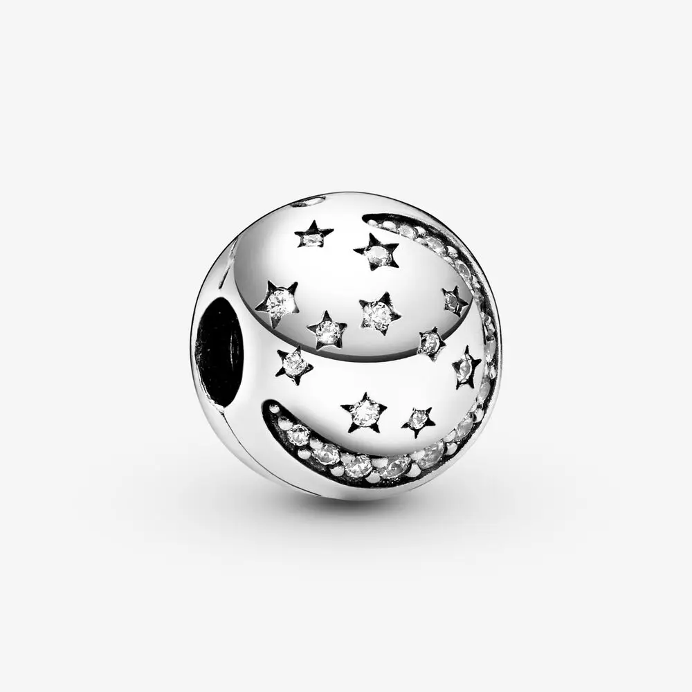 

100% 925 Sterling Silver Birthday Jewelry DIY Gift Trendy Star inlaid brick string Charm fit Original Pandora Bracelets
