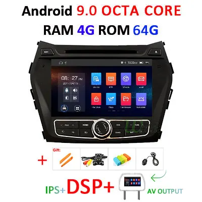 9.0 4G 64G DSP-AVOUT DSP 4G 64G Android 9,0 ips экран 2 Din Автомобильный dvd-плеер для hyundai IX45 Santa fe 2013 gps плеер навигация Радио стерео - Цвет: 9.0 4G 64G DSP-AVOUT