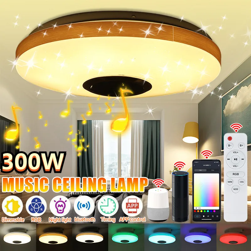 

300 Вт WIFI RGB светодиодный музыкальный потолочный светильник Bluetooth-динамик для домашвечерние детская спальня 110-265 в пульт дистанционного упра...