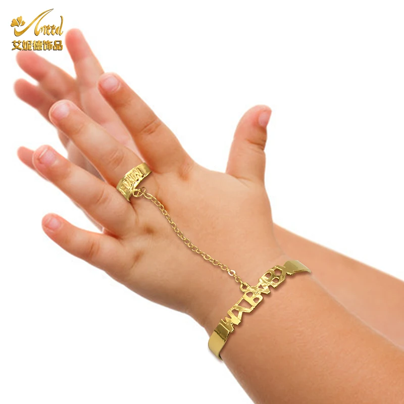 

ANIID Dubai 24K Gold Plated Bangles Baby Bracelet Jewelry Kids Newborn Boys African Arabic Cuff Luxury Indian Chain Rings Girls