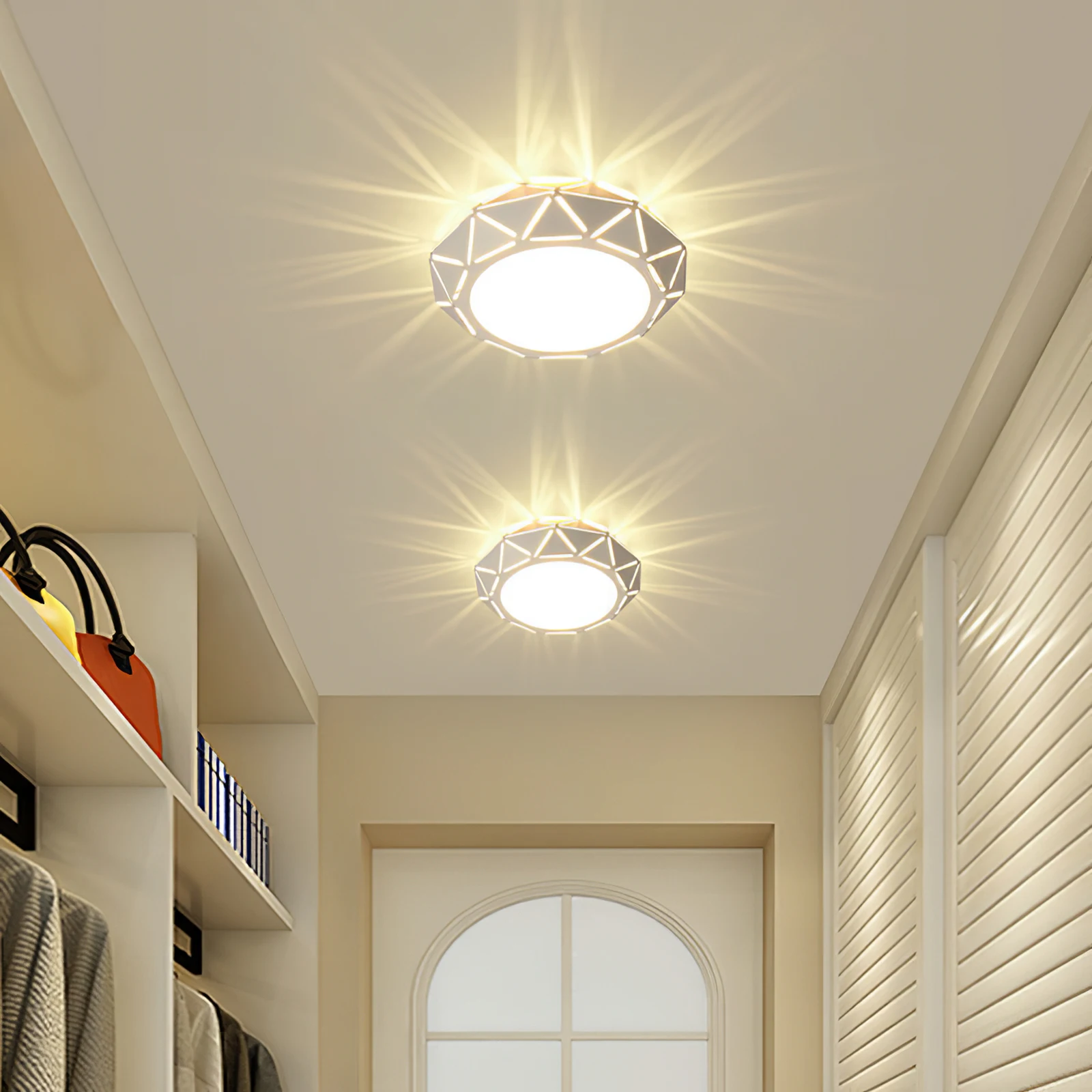 

Warm/White LED Ceiling Lamp Modern Panel Hollow Triangle Abnormal Light In Living Room Bedroom Energy Saving Fixture For Hotel