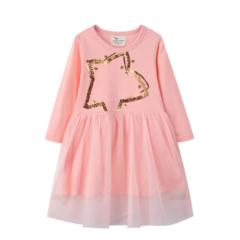

Jumping Meters New Autumn Winter Party Girls Dresses Star Beading Fashion Children's Princess Birthday Gift Toddler Costume Tutu