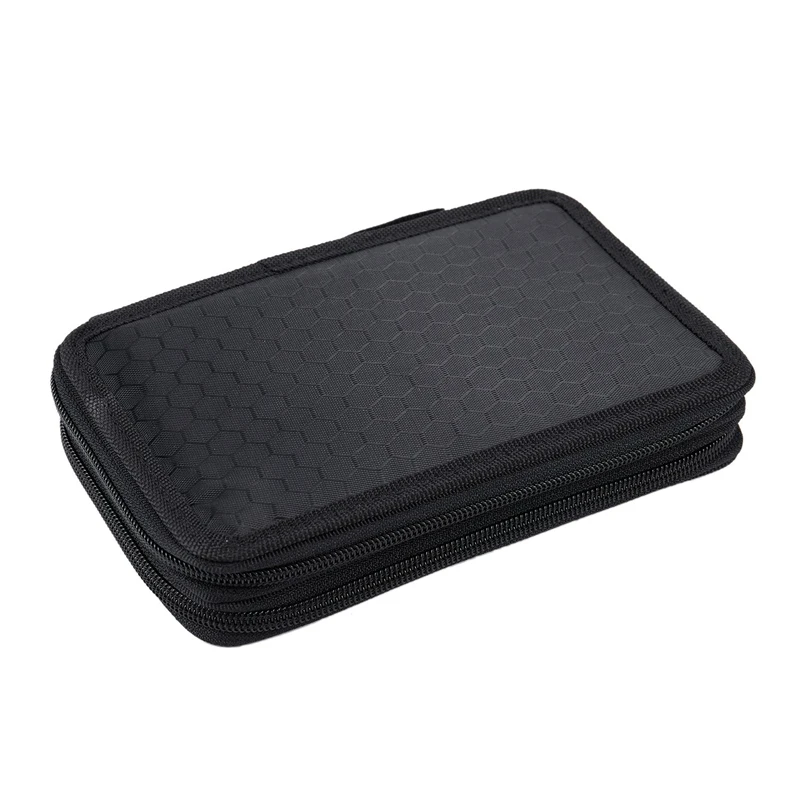 

1x High Capacity Holder Stationary Pencil Case Pen Box Storage Bag New, 2 Layers Black & 24Pcs Paint Brushes Set
