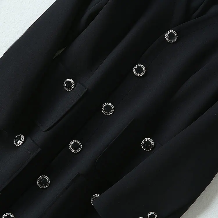 Top Quality New Autumn Winter Long Dress Women V-Neck Beading Buttons Up Pocket Patchwork Long Sleeve Dress Outfits Party