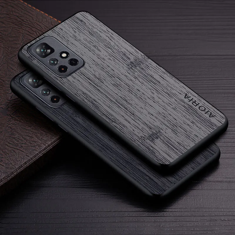 case for xiaomi poco m4 pro 5g 6 6 funda bamboo wood pattern leather phone cover luxury coque for xiaomi poco m4 pro 5g case free global shipping