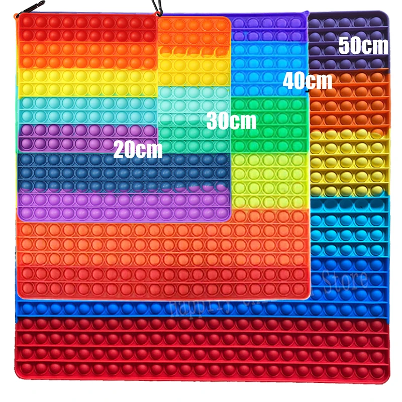 

Big Size 40CM 50CM Rainbow Square Push Bubble Fidget Toys Glow in Dark Adult Stress Relief Toy Antistress Squeeze Gift 20CM 30CM