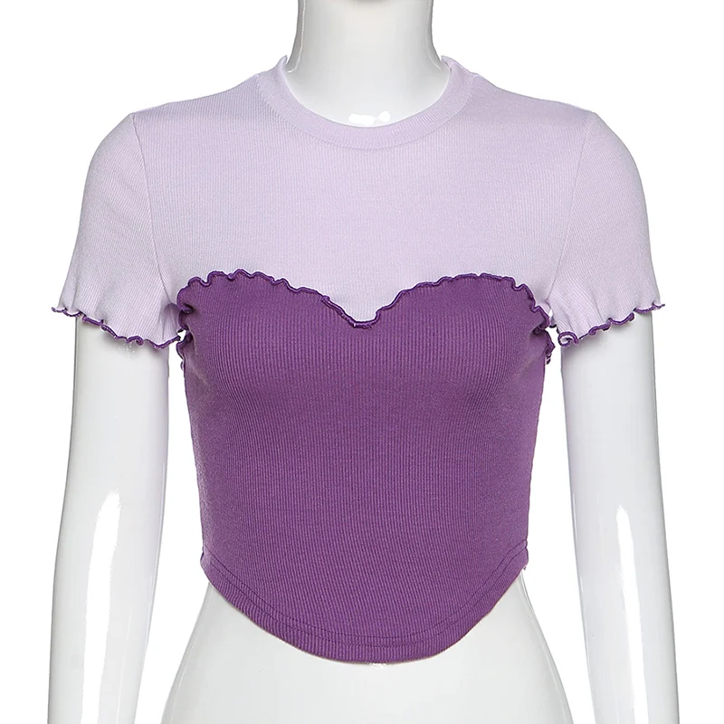 Женская футболка с круглым вырезом LVINMW повседневный короткий рукав оборками