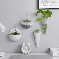 1pcs wall hanging perforated plastic hydroponic green dill flower pot vase with hook for home office decoration dropshipping