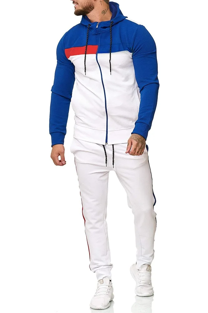 

Autumn men's fitness trousers two-piece hooded long-sleeved casual sports running suit