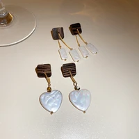 u magical temperament love heart simulation pearl dangle earring for women geometric square tassel metal chain earring jewellery