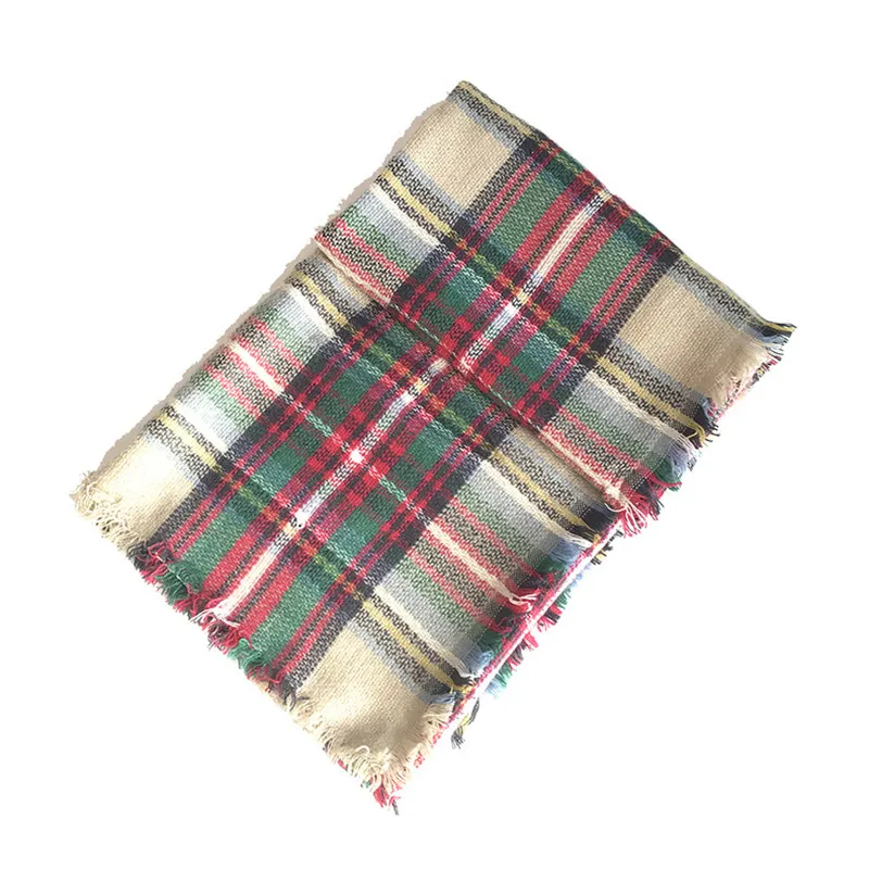 CH-529 Winter Scarf For Women Cashmere Warm Plaid Pashmina Scarfing Luxury Brand Double-Sided Colorful Checkered Shawl |