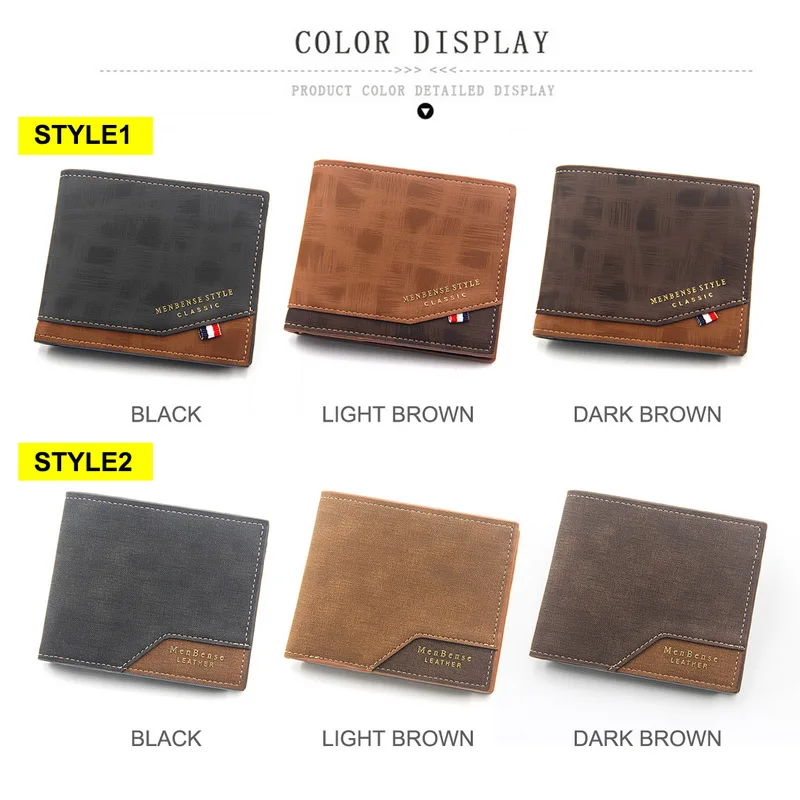 

Fashion Men's Wallet Money Bag Solid Color Leather Business Short Wallet Famous Vintage Walltes Multi-card Soft Purse Coin Bag