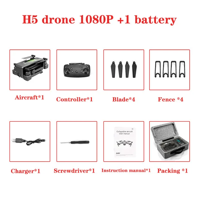 1080p Дрон 4k HD широкоугольная камера 1080p wifi FPV высота может держать Плавание в течение 20 минут VR режим Квадрокоптер H5 Дрон VS Дрон E520S квадракоптер с камерой дрон с камерой квадрокоптер квадракоптер аккумулятор - Цвет: 1080p