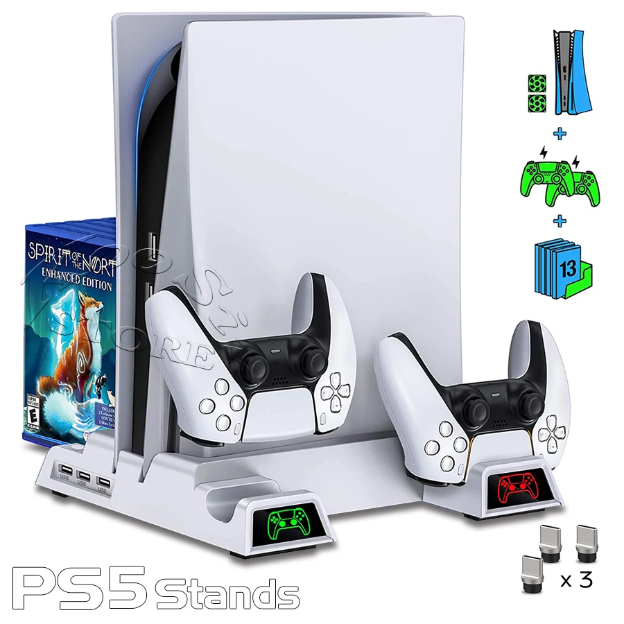 Подставка для вентилятора PS5 консоли контроллер с зарядным устройством хранения