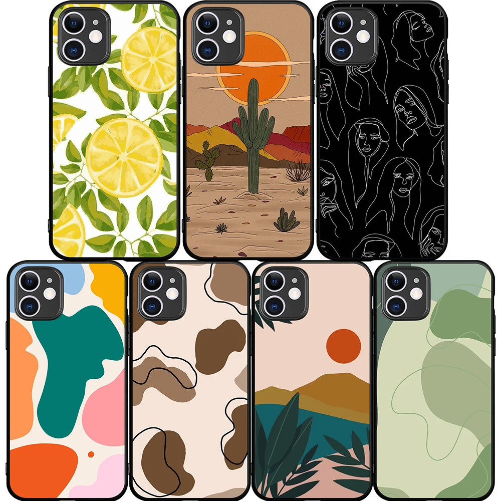 

2021 Fashion Lines Scenery Pattern for IPhone 12 Pro Max 5 6 6S 7 8 SE 2020 Plus X XS XR 11 Pro Max Phone Case Coque Funda Cover