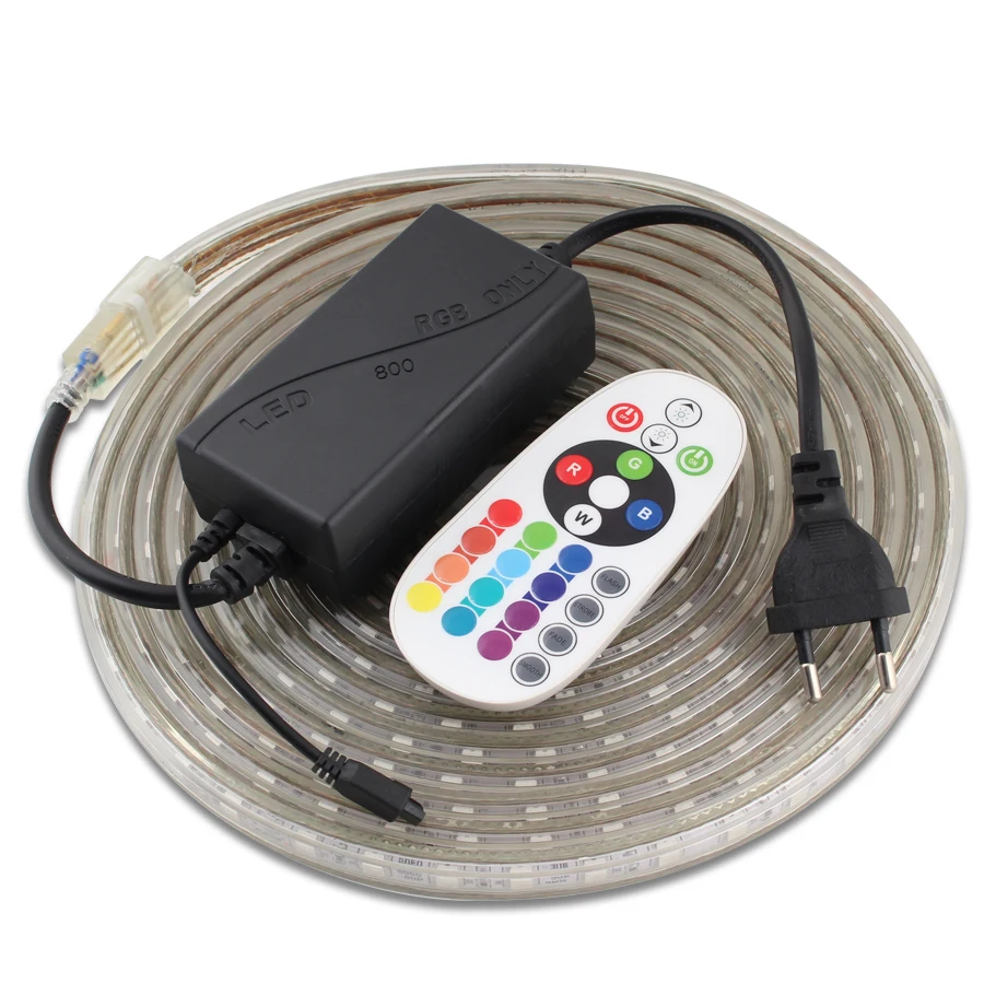 5050 220 V RGB Светодиодные ленты 60led/м SMD Водонепроницаемый дистанционного Управление