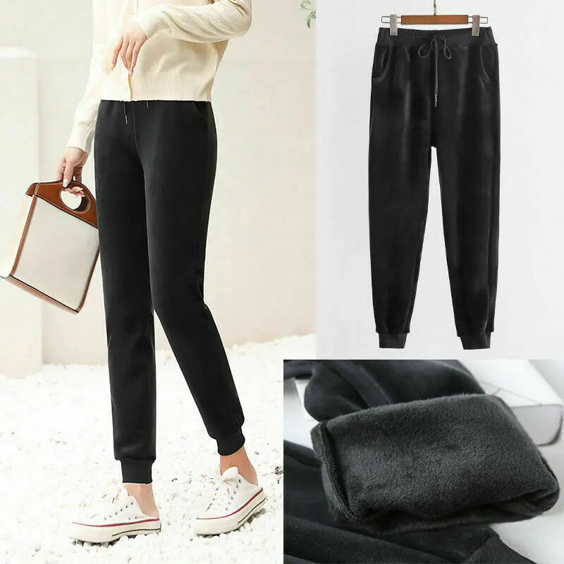 Осенне-зимние плотные Женские повседневные Бархатные брюки с высокой талией