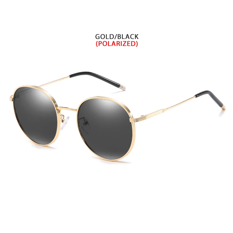 Gold Black POLARIZED Очки с металлической оправой ретро круглые поляризованные солнцезащитные очки, очки для использования Для женщин Стильный металлический Открытый Солнцезащитные очки розовые зеркальные очки Oculos UV400 - Цвет линз: Gold Black POLARIZED